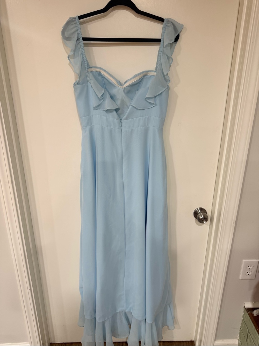 Azazie Light Blue High-Low Ruffle Dress - Picture 2 of 5